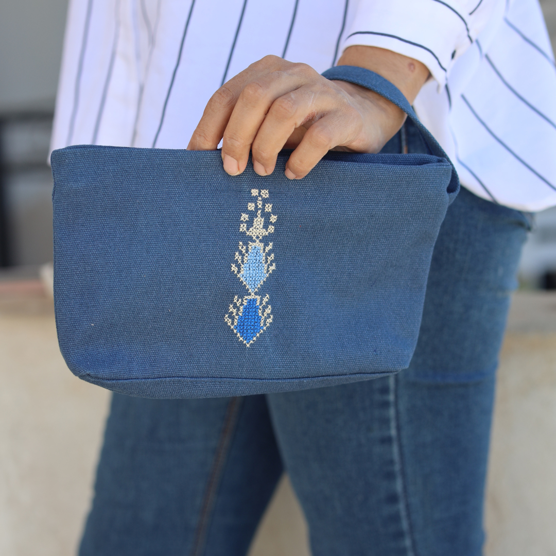 Cypress Tatreez Pouch - Blue