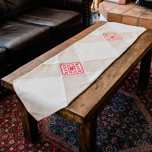 Noor Table Runner - Palestinian Red