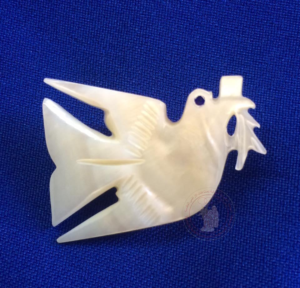 Peace dove brooches - mother of pearl and olivewood