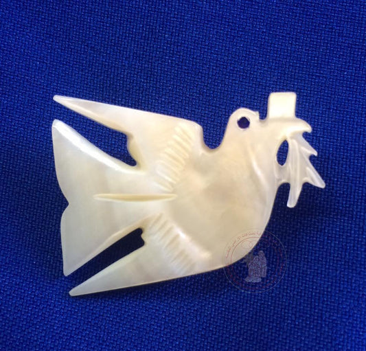 Peace dove brooches - mother of pearl and olivewood