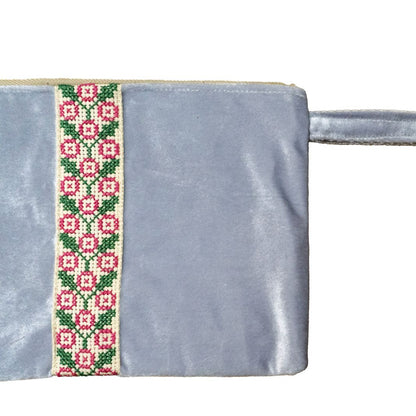 Tatreez Velvet Clutch - Gray