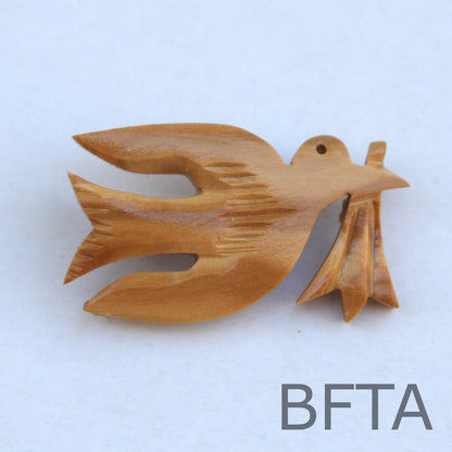 Peace dove brooches - mother of pearl and olivewood