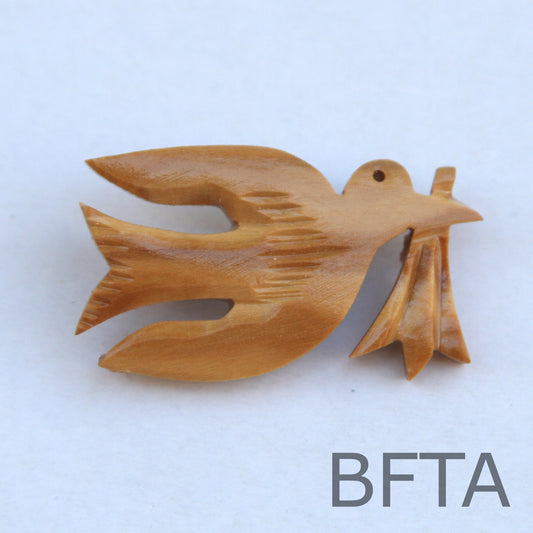 Peace dove brooches - mother of pearl and olivewood