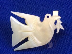 Peace dove brooches - mother of pearl and olivewood - Image 2